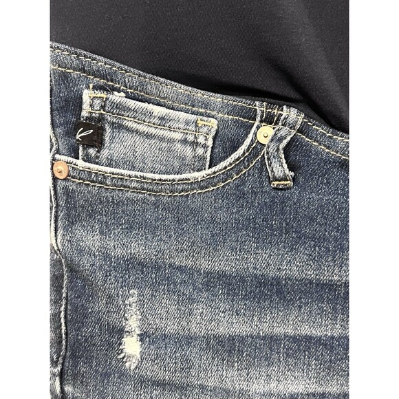 Kancan Maternity Stretch Shorts Blue Denim Distressed Full Belly Panel Sz 7/27 - Picture 9 of 14